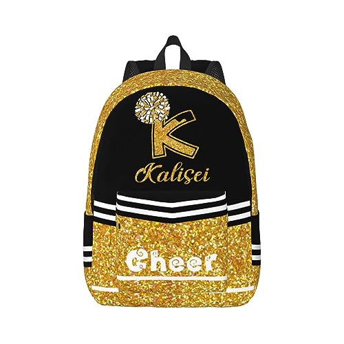 ASD Jewerly 3Pcs Set Personalisierte Name Cheerleader Rucksack Geschenk, Benutzerdefinierte Name Leinwand Große Kapazität Rucksack Mit Mehreren Taschen Für Männer Frauen von ASD Jewerly