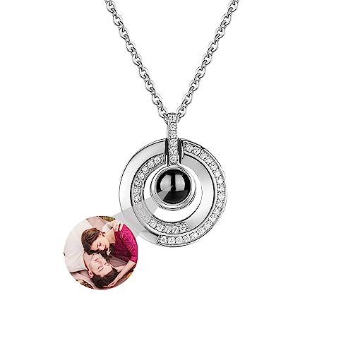 ASD Jewerly Personalisierte Bild Halskette Für Frauen, Benutzerdefinierte Foto Projektion Halskette Mit Bild Innen Ich Liebe Sie Halskette 100 Sprachen Memorial Geschenk Für Frauen Mom von ASD Jewerly