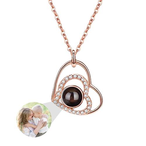 ASD Jewerly Personalisierte Herz Halskette Für Frauen, Foto Projektion Ich Liebe Sie Halskette 100 Sprachen Geschenk Für Frauen Frau Mutter von ASD Jewerly