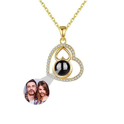 ASD Jewerly Personalisierte Herz Halskette Für Frauen, Foto Projektion Ich Liebe Sie Halskette 100 Sprachen Geschenk Für Frau Mutter von ASD Jewerly