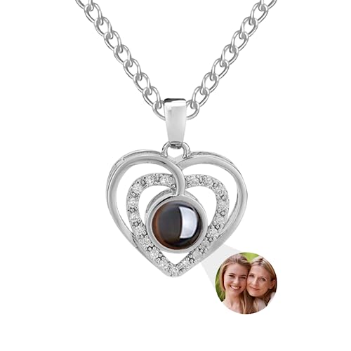 ASD Jewerly Personalisierte Herz Halskette Für Frauen, Foto Projektion Ich Liebe Sie Halskette 100 Sprachen Geschenk Für Frau Mutter von ASD Jewerly