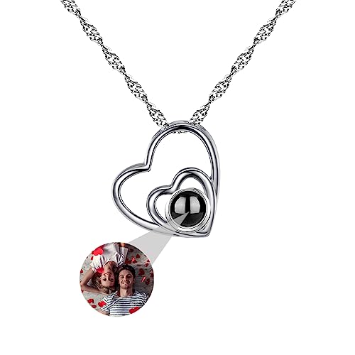 ASD Jewerly Personalisierte Herz Halskette Für Frauen, Foto Projektion Ich Liebe Sie Halskette 100 Sprachen Geschenk Für Frau Mutter von ASD Jewerly
