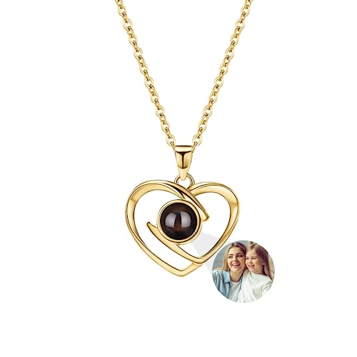 ASD Jewerly Personalisierte Herz Halskette Für Frauen, Foto Projektion Ich Liebe Sie Halskette 100 Sprachen Geschenk Für Frau Mutter von ASD Jewerly