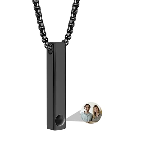 Personalisierte Bar Halskette Für Männer Frauen, Foto Projektion Halskette Benutzerdefinierte Bild Halskette Gravierte Name Ich Liebe Sie Halskette 100 Sprachen Schmuck Für Paare/Liebhaber von ASD Jewerly