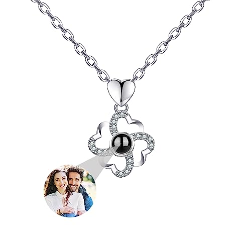 Personalisierte Klee Bild Halskette Für Frauen, Benutzerdefinierte Foto Projektion Halskette Mit Bild Innen Ich Liebe Sie Halskette 100 Sprachen Personalisierte Geschenk Für Frauen Frau Mutter von ASD Jewerly