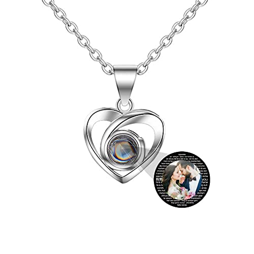 ASD Jewerly Personalisierte benutzerdefinierte Foto ich liebe dich Halskette Silber Rose Gold 100 Sprachen Projektion Anhänger Schmuck Geschenk für Mutter Frauen Frau Muttertag Halskette(Silver 20) von ASD Jewerly
