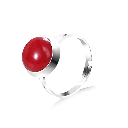 WLLDDDIU ASDFY Natürlicher Roter Chalcedon-Ring Kristall Runder Böhmen-Ring Verstellbarer Damen-Ring Mit Offenem Stein Reiki-Balance Knöchel-Finger-Ringe Ewigkeitsring Für Frauen, Mädchen, Männer von WLLDDDIU