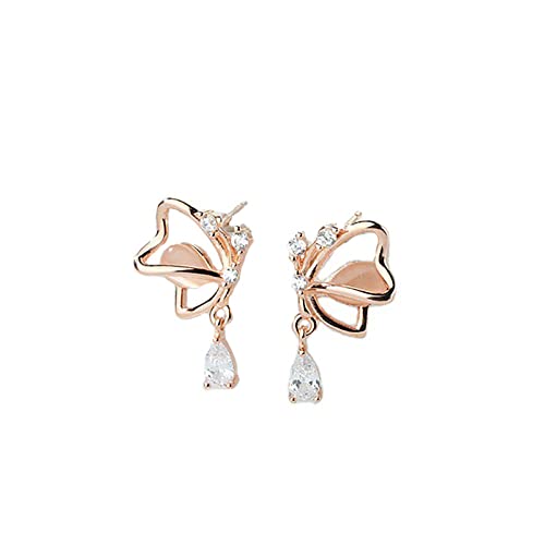 ASDFY Ohrhänger Silber 925,S925 Silber Ohrringe Ohrstecker Schmetterling Opal Zirkon Ohrringe Stilvolle Mode Knorpel Kleine Ohrstecker Frauen Mädchen Paare von ASDFY