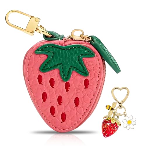 ASDIIT Geldbörse, Schlüsselanhänger, Mini-Obst-Münzgeldbörse, Rote Erdbeere, Rote Erdbeere von ASDIIT