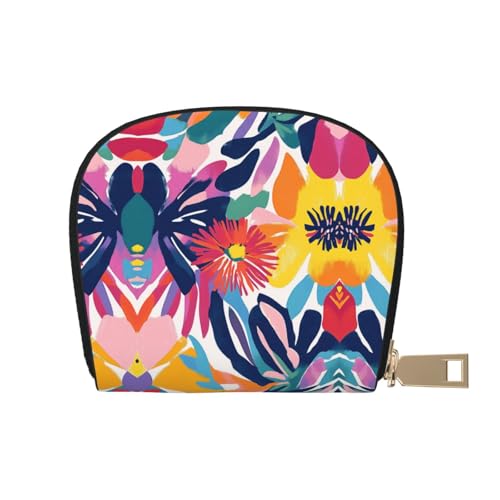 ASDJHFABKY Bohemia Karten-Set, Retro-Blumenmuster, Leder, Geldbörse, Autobesitzer, Lizenz- und Versicherungskartenhalter, 9 x 11 cm, A24, 9X11CM von ASDJHFABKY