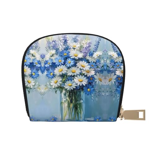 ASDJHFABKY Kartenpaket mit Blumenmuster in Vase, Naturlandschaft, Ledertasche, Blau-Weiß, Blumengeldbörse, Autobesitzer, Lizenz- und Versicherungskartenhalter, 9 x 11 cm, A3, 9X11CM von ASDJHFABKY