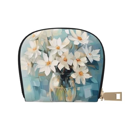 ASDJHFABKY Kartenpaket mit Blumenmuster in Vase, Naturlandschaft, Ledertasche, Blau-Weiß, Blumengeldbörse, Autobesitzer, Lizenz- und Versicherungskartenhalter, 9 x 11 cm, A5, 9X11CM von ASDJHFABKY