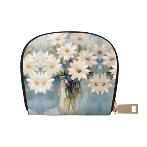 ASDJHFABKY Kartenpaket mit Blumenmuster in Vase, Naturlandschaft, Ledertasche, Blau-Weiß, Blumengeldbörse, Autobesitzer, Lizenz- und Versicherungskartenhalter, 9 x 11 cm, A7, 9X11CM von ASDJHFABKY