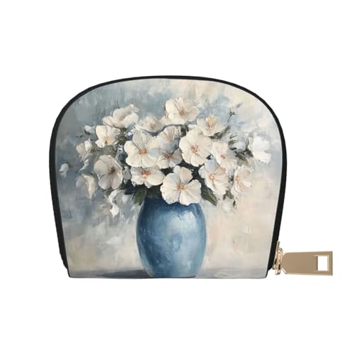 ASDJHFABKY Kartenpaket mit Blumenmuster in Vase, Naturlandschaft, Ledertasche, Blau-Weiß, Blumengeldbörse, Autobesitzer, Lizenz- und Versicherungskartenhalter, 9 x 11 cm, A8, 9X11CM von ASDJHFABKY