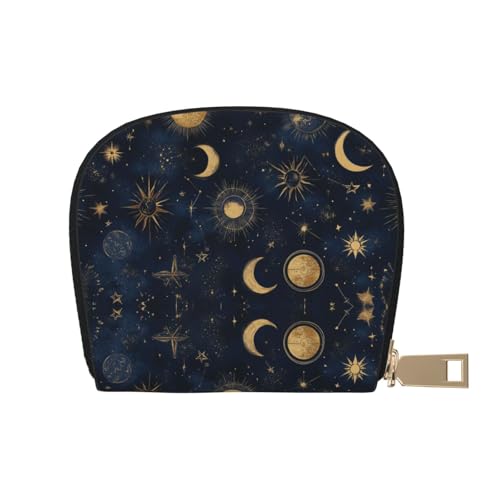 ASDJHFABKY Science-Fiction-Stil Kartenpaket mehrere Sterne Muster Ledertasche Mond Geldbörse Laufsportler – Freihändige Essential Carrier 9 x 11 cm, A24, 9X11CM von ASDJHFABKY