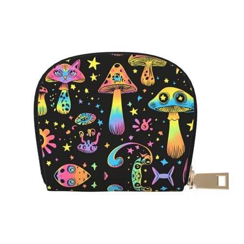 ASDJHFABKY Süße Kartenpackung lila Pilze Ledertasche Pilze Geldbörse Sommer Festival Fans – schweißfester Kartenschutz 9 x 11 cm, a25, 9X11CM von ASDJHFABKY