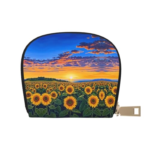 ASDJHFABKY Sunset Card Pack Beautiful Sunset Ledertasche Sonnenblume Geldbörse Gamers – Arcade und Geschenkkartenetui 9 x 11 cm, A2, 9X11CM von ASDJHFABKY