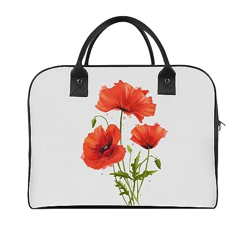 ASDTEHCY Reise-Handtasche, rote Mohnblumen-Tragetasche, lässige Umhängetasche, Umhängetasche, Messenger-Tasche, Rote Mohnblume, Einheitsgröße von ASDTEHCY