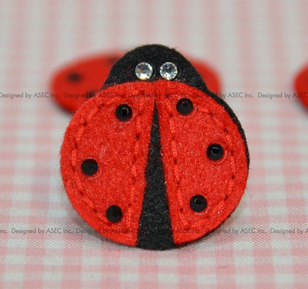 6 Stück Bling Filz Marienkäfer Mit Swarovski Kristall Teufel Rot | Ft770 von ASECUSA