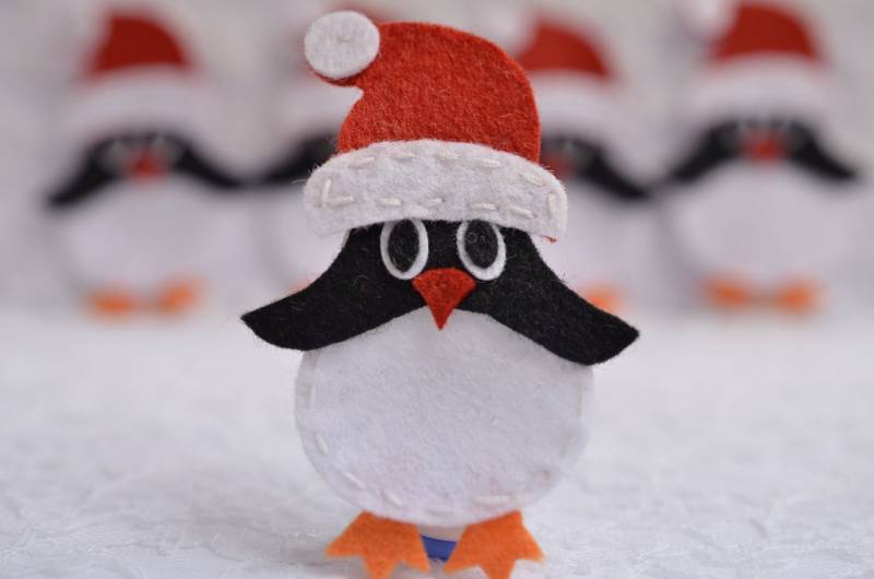 6 Stück Handgemachte Filz Weihnachten Pinguin Schwarz | Ft981 von ASECUSA