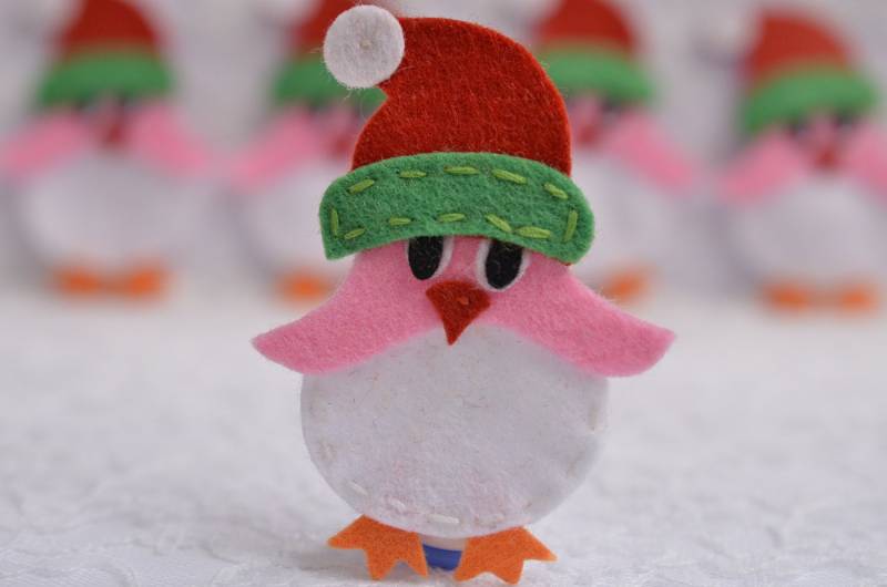 6 Stück Handgemachte Filz Weihnachten PinguinBaby Rosa | Ft981 von ASECUSA