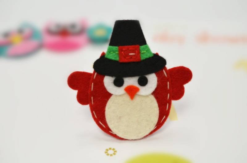 6 Stück Handgemachte Filz-Weihnachts-EulenRot | Ft1006 von ASECUSA