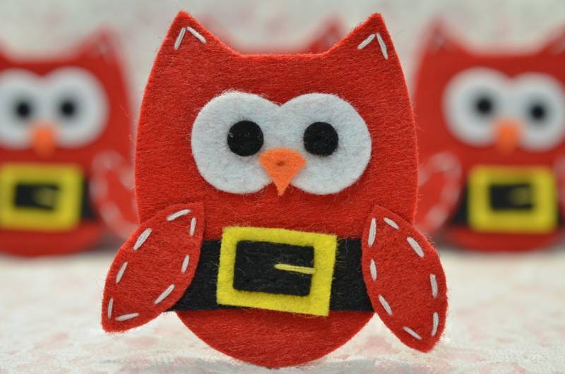 6 Stück Handgemachte Filz-Weihnachts-EulenRot | Ft1015 6 Stück Handgemachte Filz-Weihnachts-EulenRot | Ft1015 von ASECUSA
