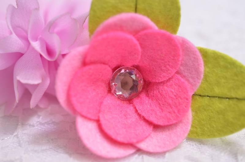 6 Stück Handgemachte Filzblume Mit Blättern -Baby Rosa/Dunkel Nelke | Ft683So von ASECUSA