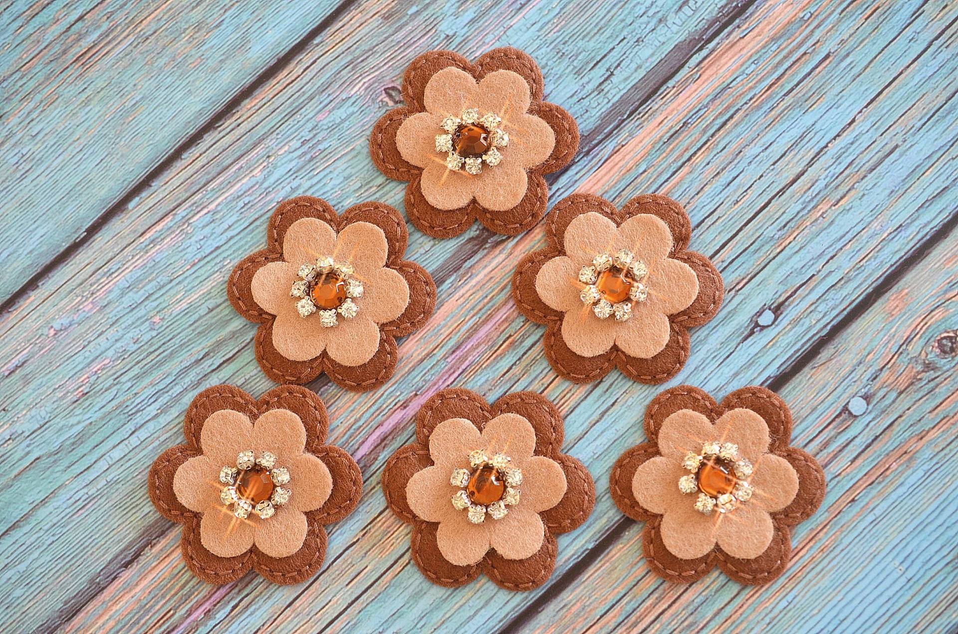 6 Stück Handgemachte FilzblumeSchokolade/Pecan Glow | Ft746 6 Stück Handgemachte FilzblumeSchokolade/Pecan Glow | Ft746 von ASECUSA