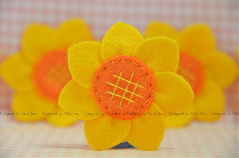 6 Stück Handgemachte FilzblumenGold/Kürbis | Ft945 von ASECUSA