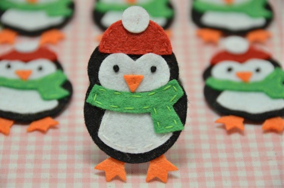 6 Stück Handgemachter Filz Pinguin Schwarz | Ft902 von ASECUSA