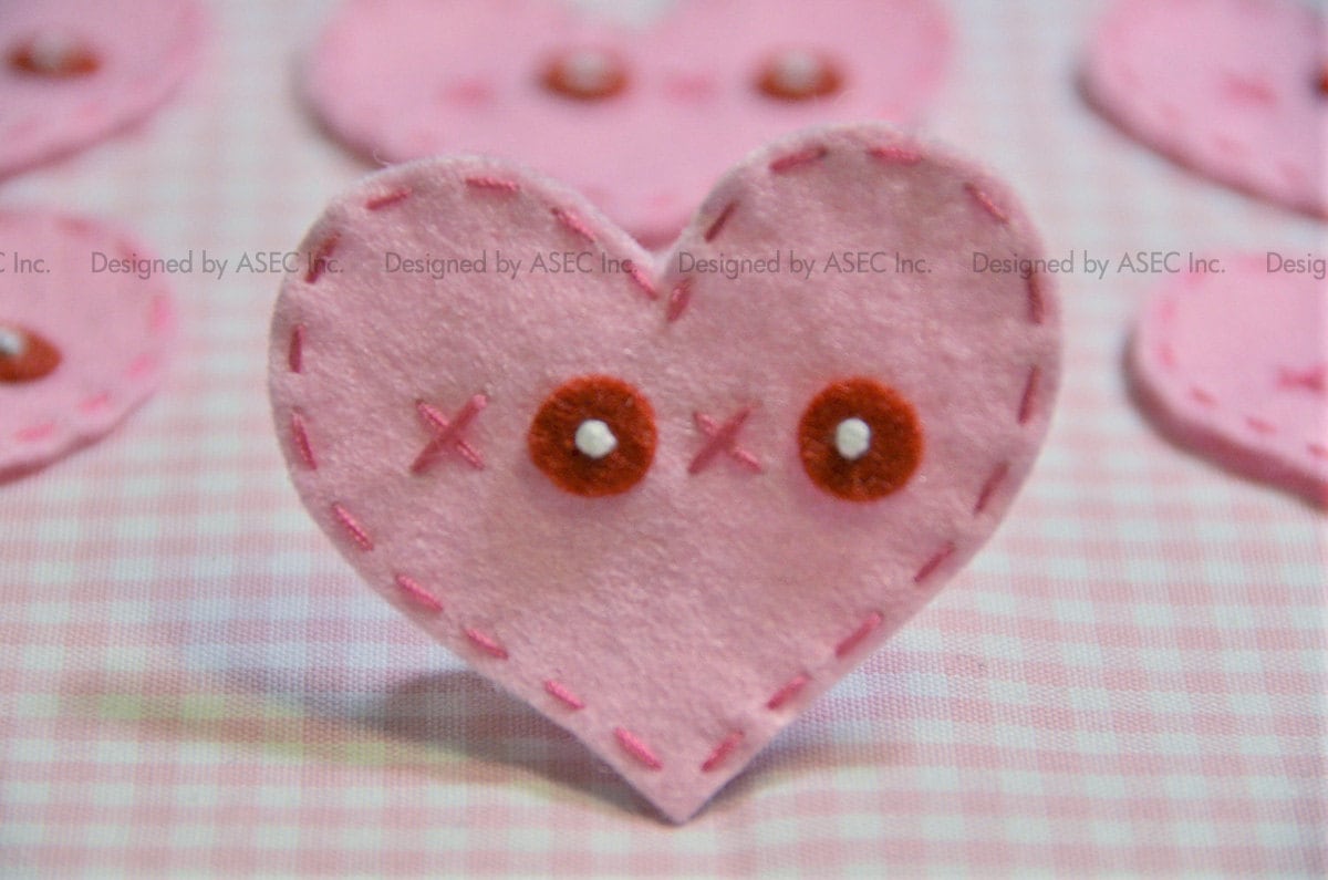 6 Stück Handgemachtes FilzherzBaby Rosa | Ft926 von ASECUSA