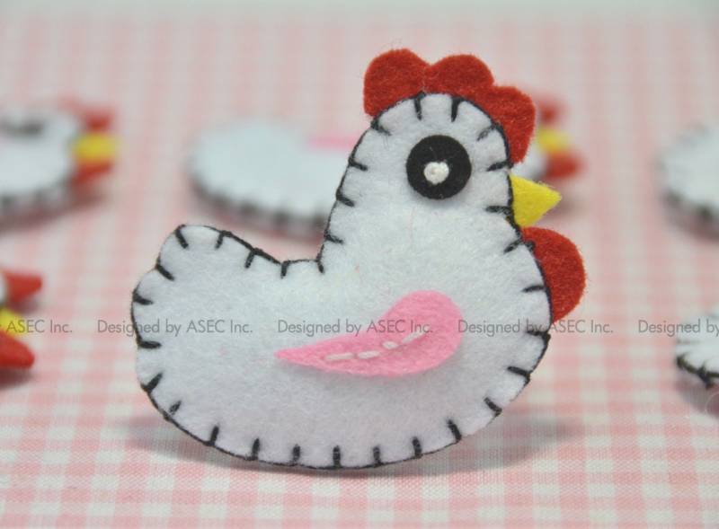 6Er Set Handgemachte Filz Puffy Huhn-Weiß | Ft710 6Er Set Handgemachte Filz Puffy Huhn-Weiß | Ft710 von ASECUSA