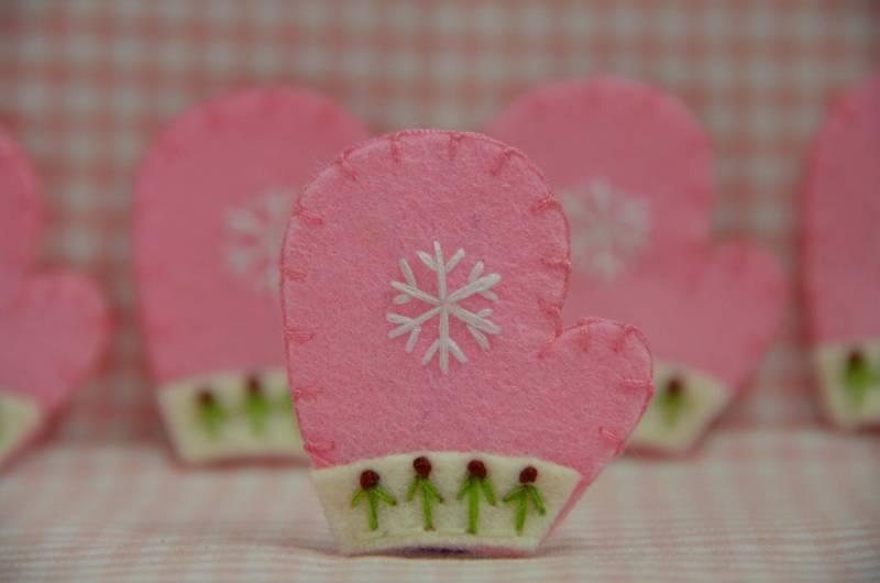 6Er Set Handgemachte Filz WeihnachtshandschuheBaby Rosa | Ft915 von ASECUSA