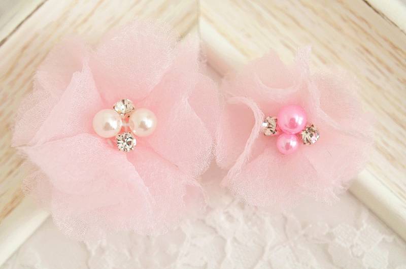 Neu 2Er Set Handgemachte Organzablüten Rosa | Fb1074 Neu 2Er Set Handgemachte Organzablüten Rosa | Fb1074 von ASECUSA