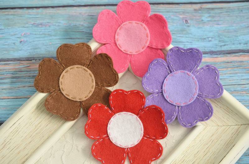 Neu 4Er-Set Handgemachte Filzblumen-Mix-Farben | Cl745 Neu 4Er-Set Handgemachte Filzblumen-Mix-Farben | Cl745 von ASECUSA