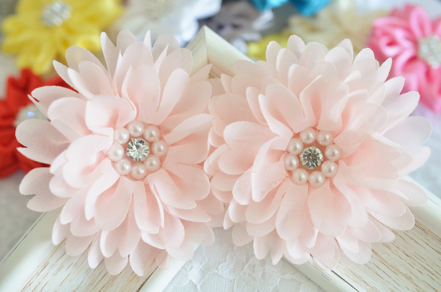 Neu 4Pcs Handgemachte Chiffon BlumenRosa | Fb1069 Neu 4Pcs Handgemachte Chiffon BlumenRosa | Fb1069 von ASECUSA