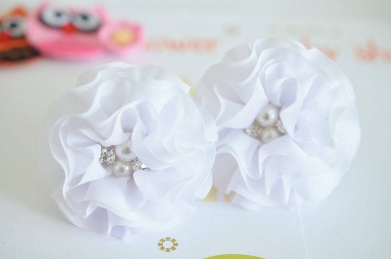 Neu 4st Handmade Chiffon BlumenWeiß | Fb1076 von ASECUSA