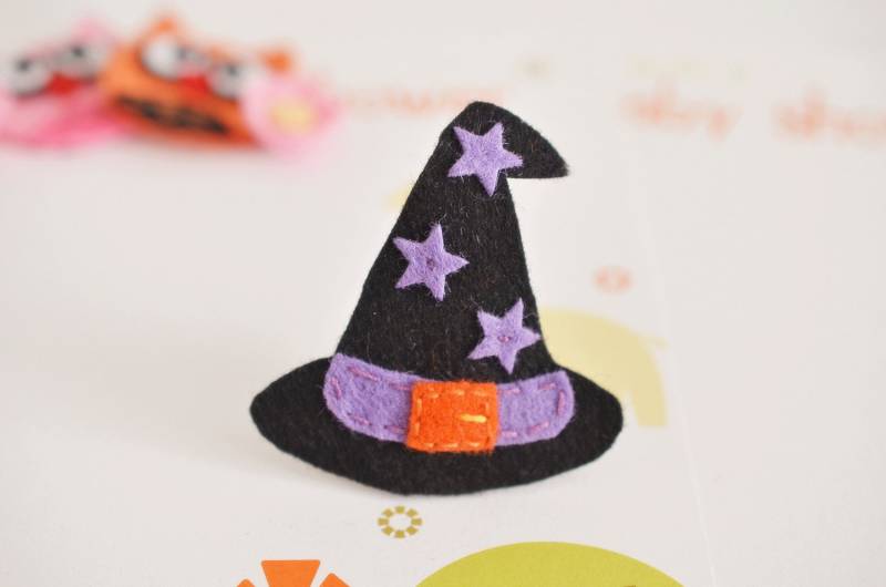 Neu 6 Stück Handgefertigte Halloween Hexenhüte in Schwarz/Hyacinth | Ft1048 von ASECUSA