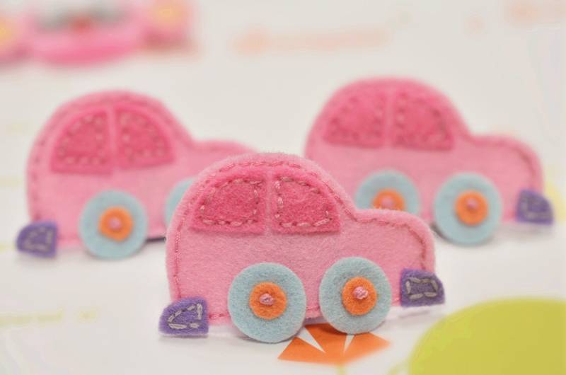 Neu 6 Stück Handgemachte Filzautos-Baby Pink | Ft723 von ASECUSA