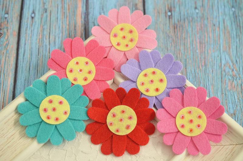 Neu 6Er Set Handgemachte Filzblumen Mix Farbe | Ft2936 von ASECUSA