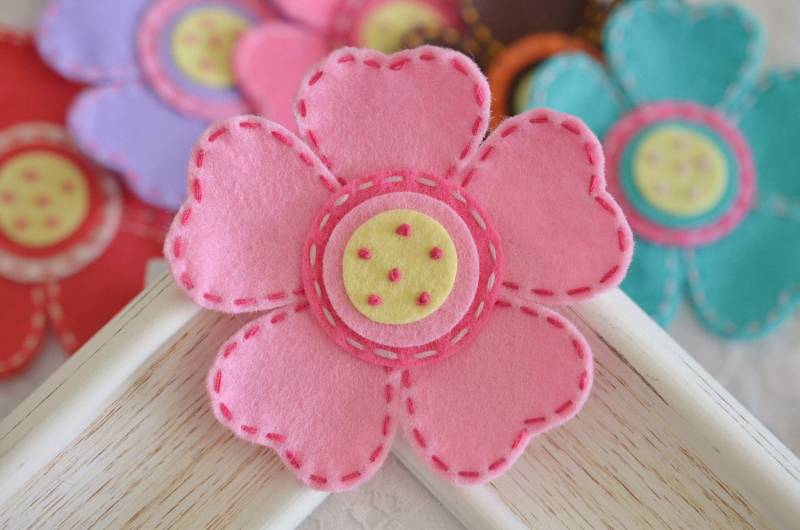 Neu Handgefertigt, Die Großen Filz BlumeBabyrosa | Ft824 von ASECUSA