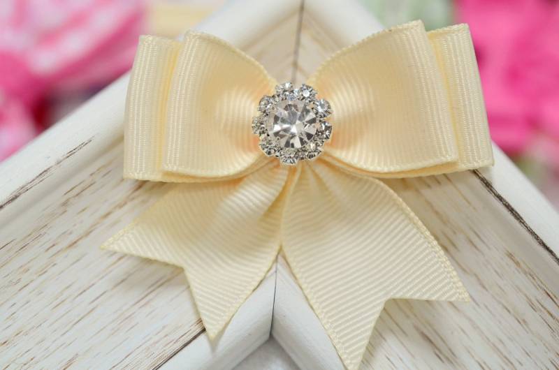 Neu Satz Von 2 St Handgemachte Grosgrain BowElfenbein | Gr1150 von ASECUSA