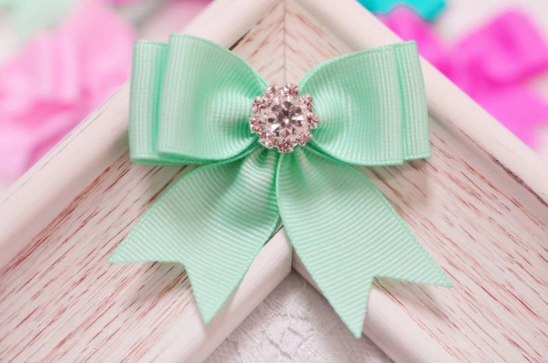 Neu Satz Von 2 St Handgemachte Grosgrain BowTürkis Frost | Gr1150 von ASECUSA