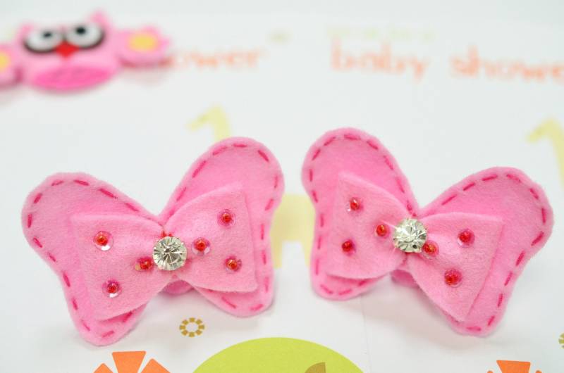 Neu Satz Von 2Pcs Handgemachte Filz Schleife Mit StrassBaby Rosa | Ft1021 Neu Satz Von 2Pcs Handgemachte Filz Schleife Mit StrassBaby Rosa | Ft1021 von ASECUSA