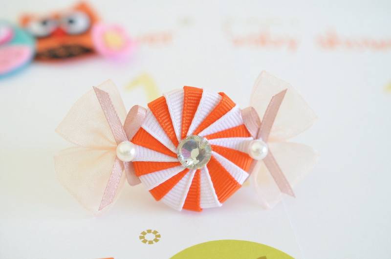 Neu Satz Von 2Pcs Handgemachte Grosgrain-Candy-Bögen - Orange/Weiß | Gr1173 Neu Satz Von 2Pcs Handgemachte Grosgrain-Candy-Bögen - Orange/Weiß | Gr1173 von ASECUSA
