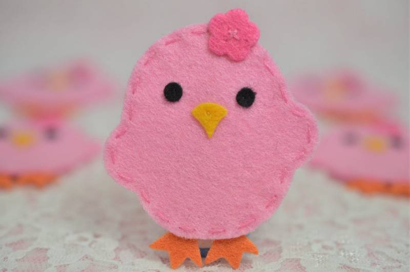 Neu Satz Von 6st Handgemacht Filz HuhnBaby Rosa | Ft1017 von ASECUSA