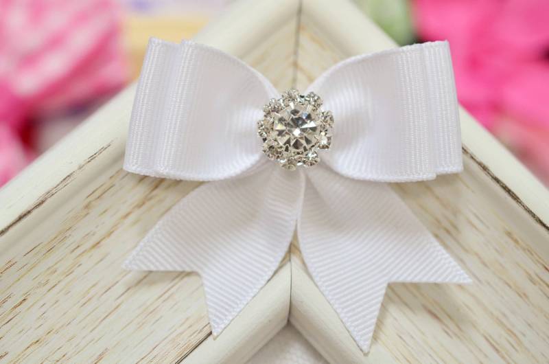 Neu Set Von 2 Stück Handgefertigte Grosgrain Schleife - Weiß | Gr1150 von ASECUSA