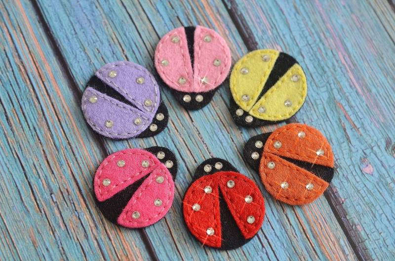 Neu Set Von 6 Stück Bling Filz Marienkäfer Mit Swarovski KristallMix Farben | Cl770 von ASECUSA