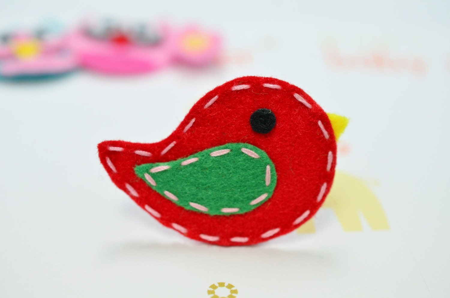 Neu Weihnachtsvögel 6Er Set Handgemachter Filzvogel Rot/Wintergrün | Ft869 von ASECUSA